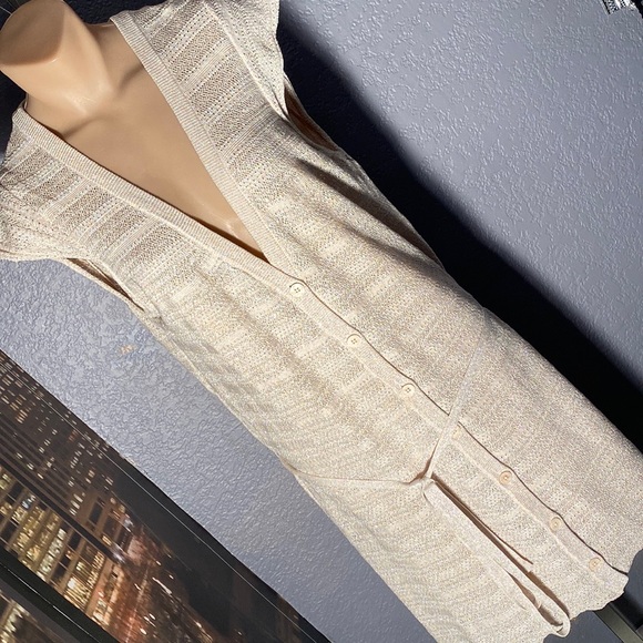 ZADIG & VOLTAIRE - cardigan: Marty tie front knit silk slip underdress - L